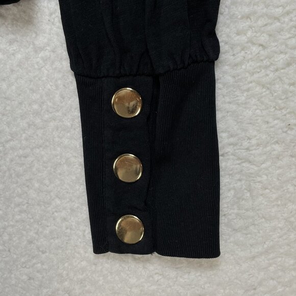 Nation Peruvian Cotton Womens Medium Bishop Sleeve Black With Wrist Buttons - Picture 6 of 6